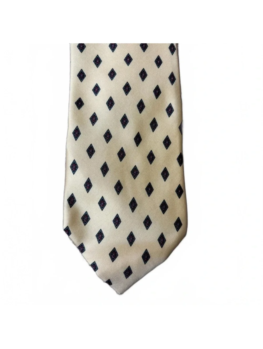 Paco Rabanne Paris Mens Silk Tie Yellow Geometric Diamond Hand Made in Italy